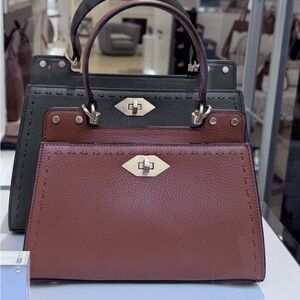 NWT Pourchet Paris Trianon Brown Leather shoulder top handle crossbody bag